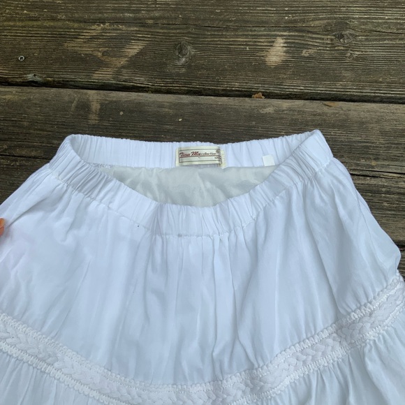 Vintage Bohemian Boho White Midi Peasant Stretchy Flowy Skirt Women’s Size Small - Picture 8 of 15